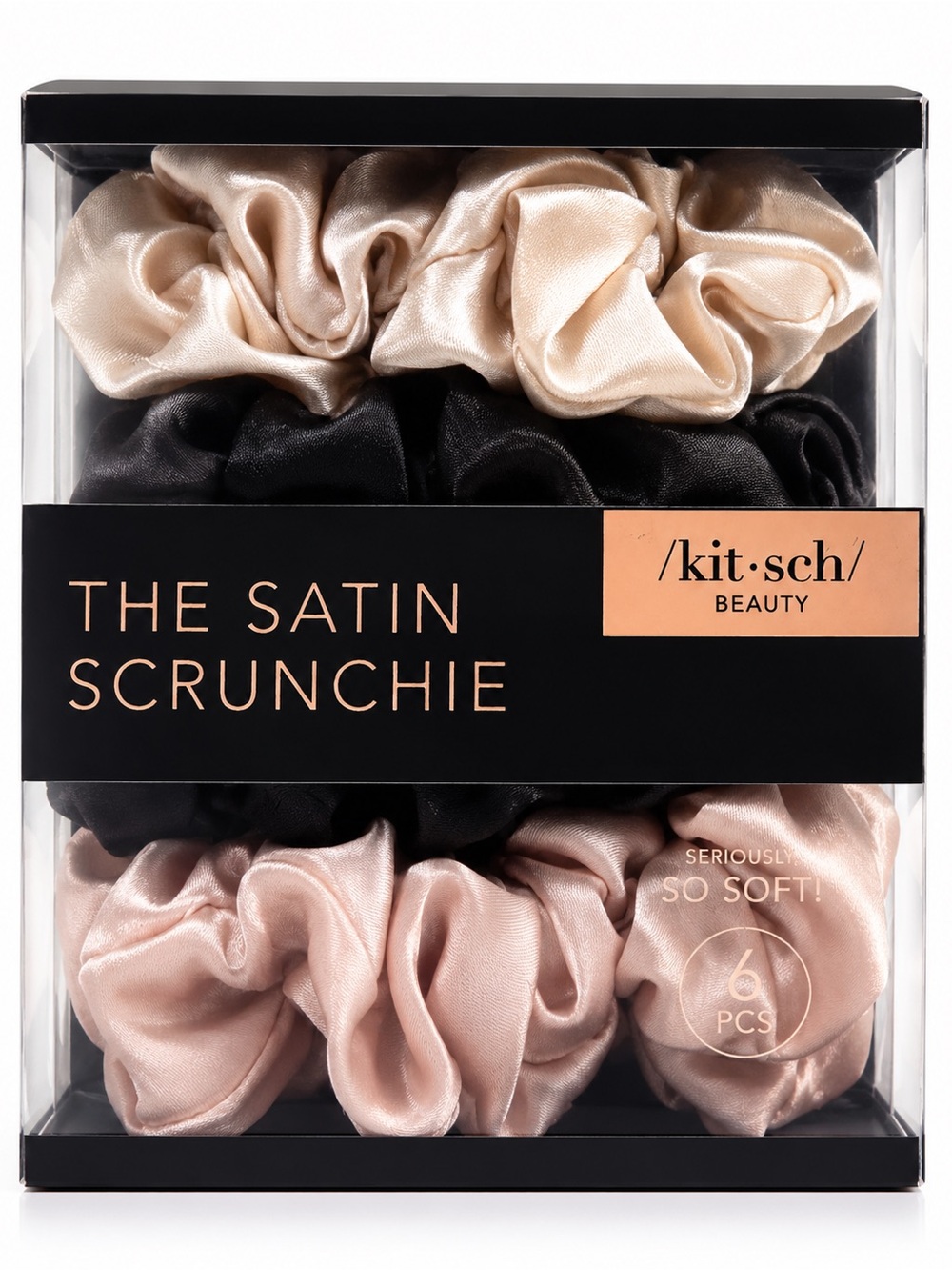 3/$30 Kitsch Beauty The Satin Scrunchie Set – 6 Piece – BNIB